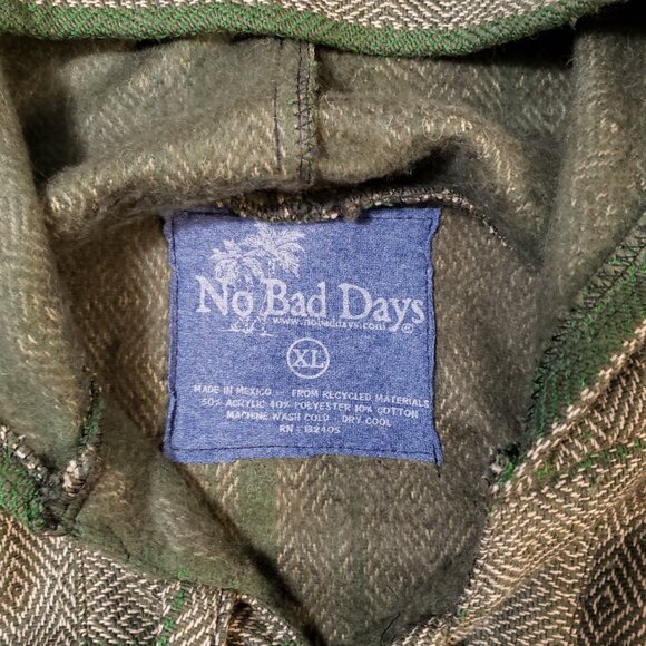 No Bad Days green Baja pullover hoodie casual size XL surf beach drug rug pocket - Picture 8 of 10